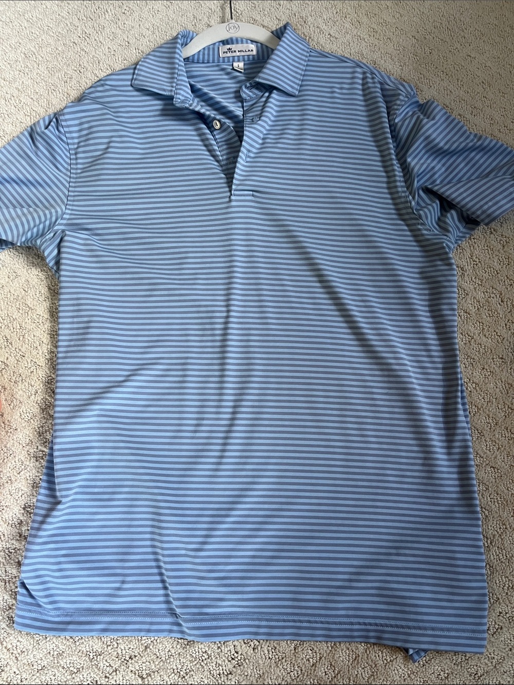 Peter Millar Light Blue and White Striped Polo Shirt